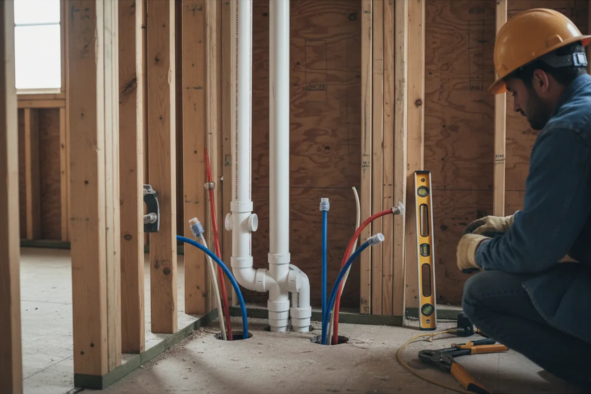 Drain and supply rough-in during Sump Pump Repair in Phil Campbell