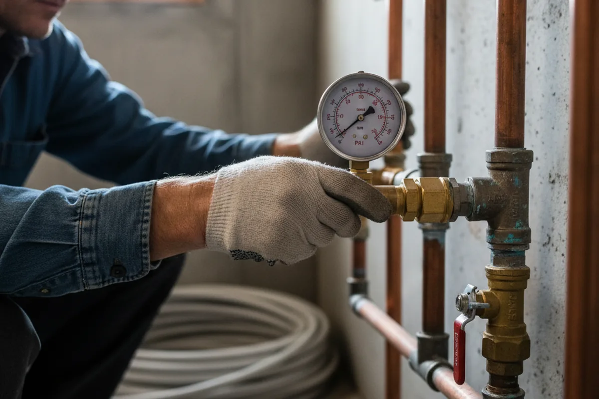 Pressure testing a repaired line during Water Line Repair in Phil Campbell